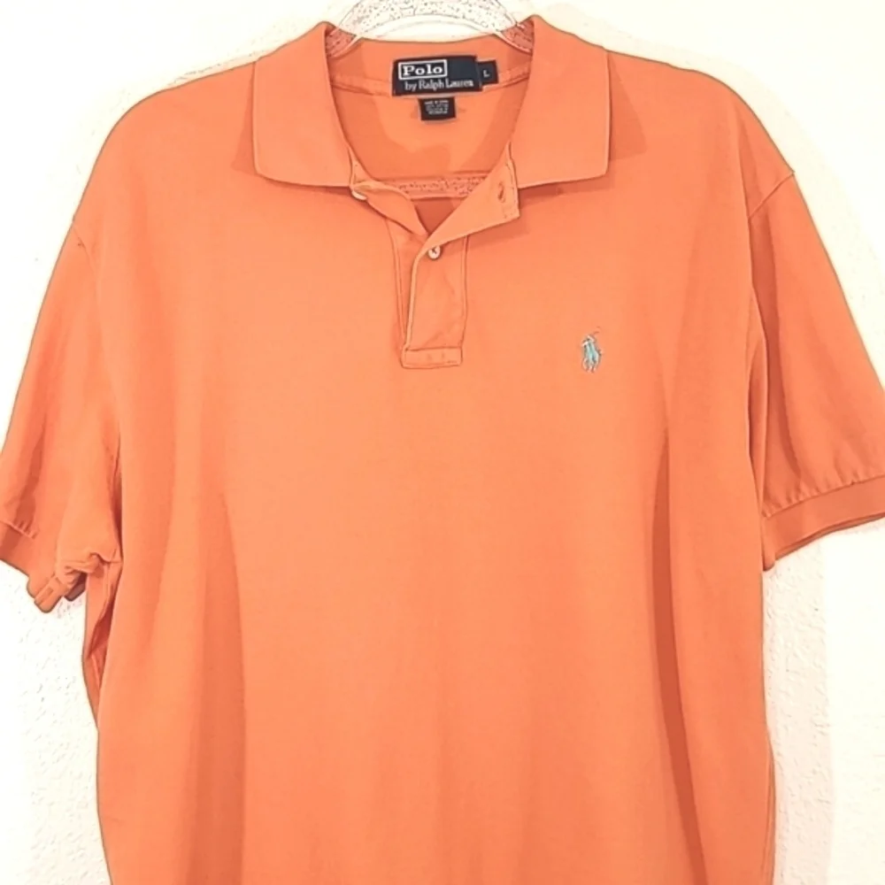 POLO by RALPH LAUREN Men's Orange Short Sleeve Polo Shirt, size Large